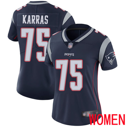 New England Patriots Football 75 Vapor Untouchable Limited Navy Blue Women Ted Karras Home NFL Jersey
